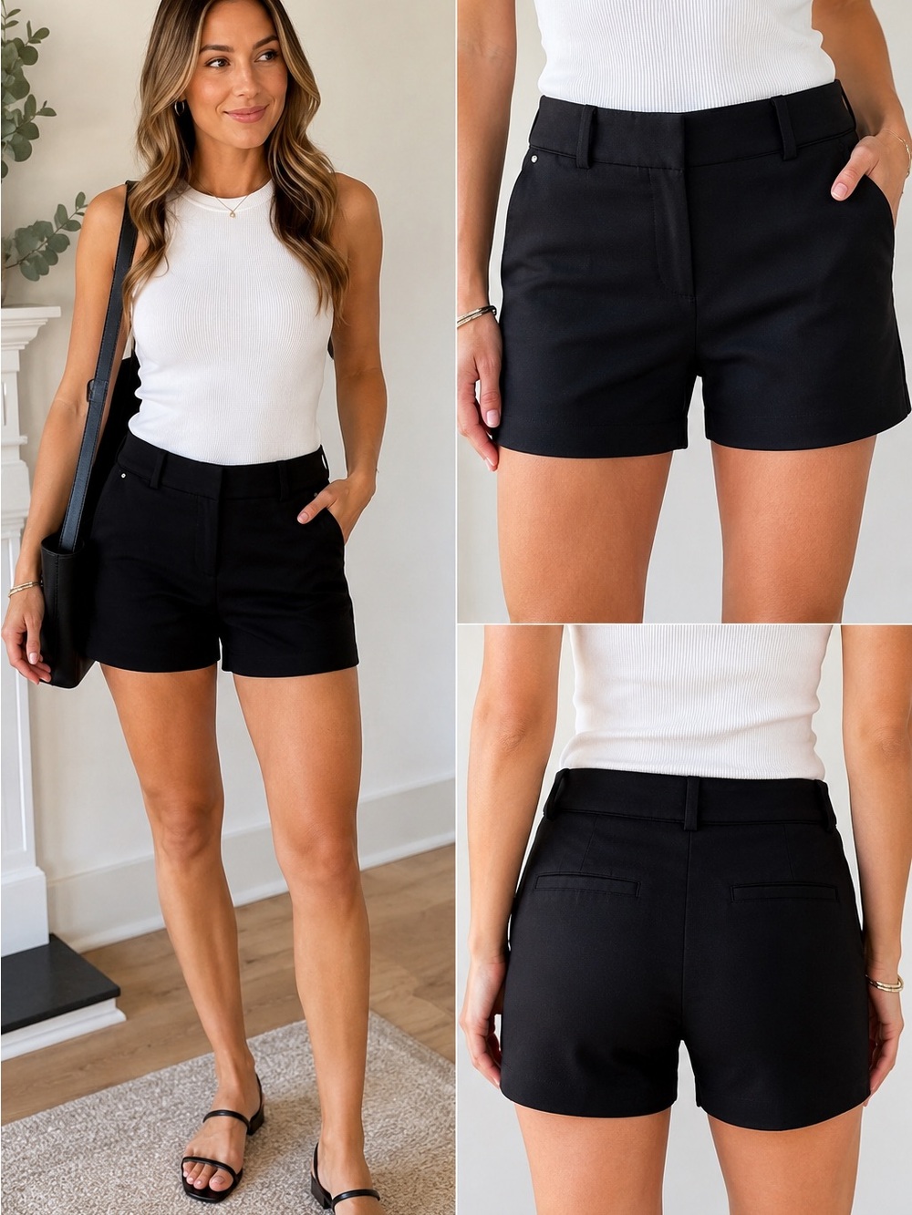 White House Black Market 5” Black Tailored Shorts Size 2